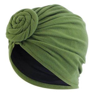 SATIN-LINED Turban Women Olive Green Turban Hat Chemo Head Wraps